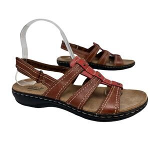 Clarks Collection Leather Sandals Womens Size 7.5N  Brown Comfort Shoes 26105194